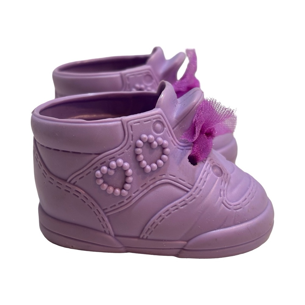 90s Vintage Galoob Baby Face Doll Shoes‎ Purple with Hearts